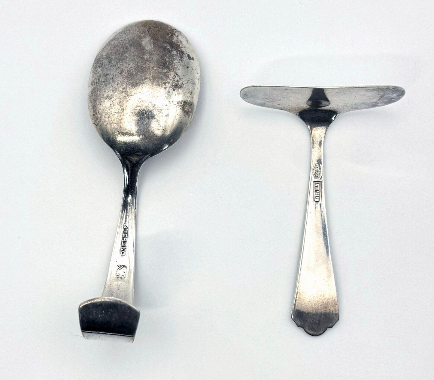 Vintage Sterling 925 Baby Infant Silverware / Pusher & Spoon (MiM)