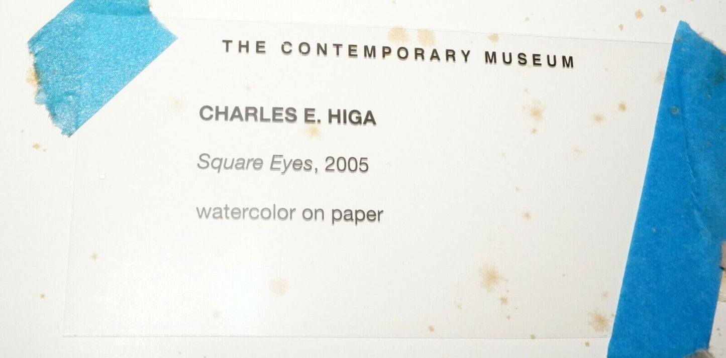 '03 Hawaii Modernist Watercolor Painting Square Eyes by Charles Eisho Higa (HeN)