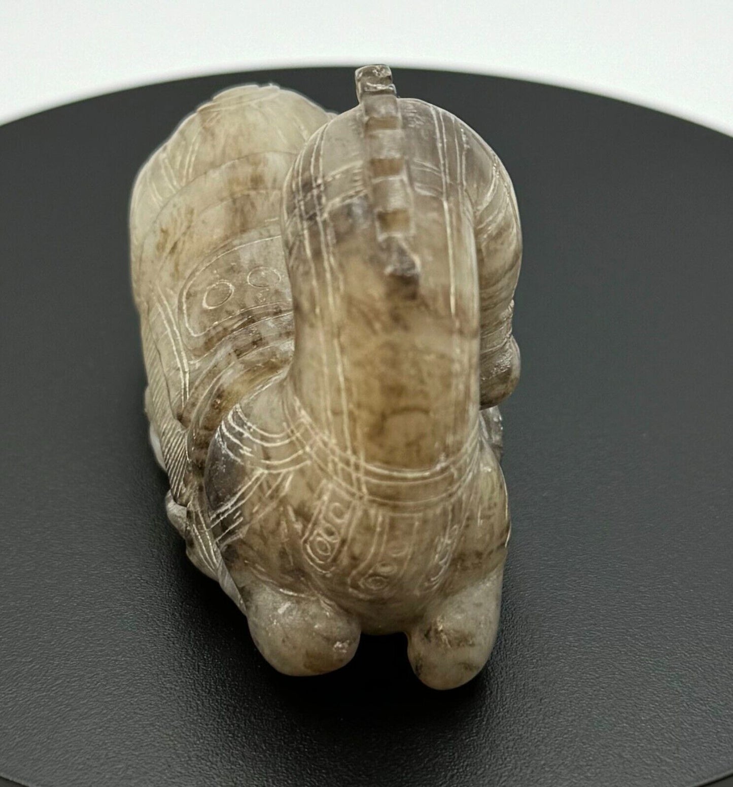Vintage Chinese Light Brown Jadeite Carving of a Recumbent Horse (InS)10