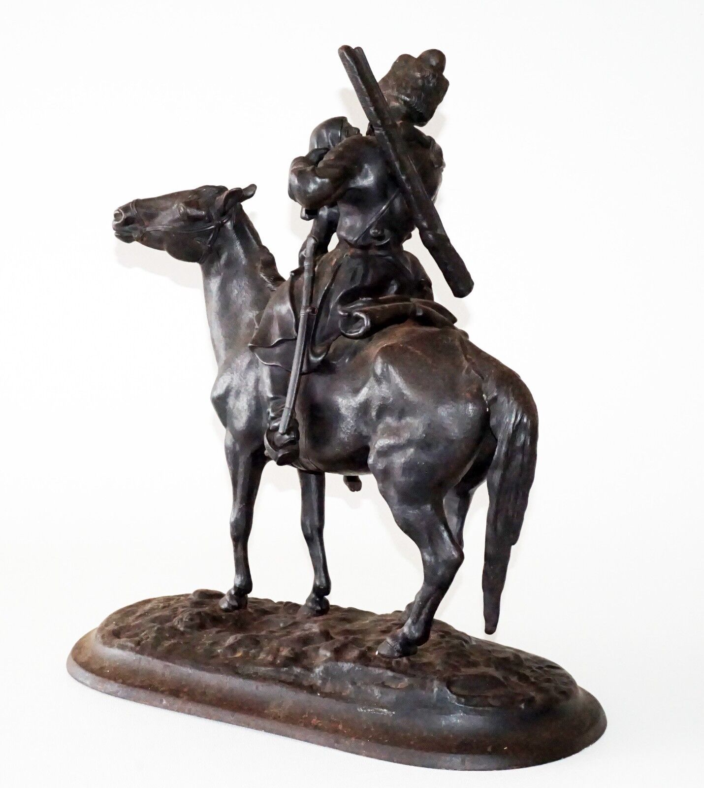 1908 Russian Pot Metal Sculpture "The Cossack Farewell" by E. A. Lanceray (***