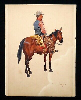 1900 S.W. US Gouache Painting Lone Rider by Fernand Lungren (1857-1932)(Jwo)