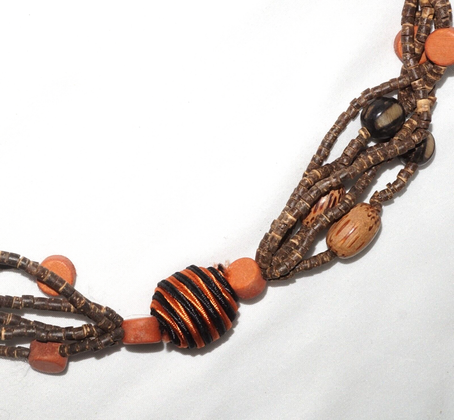 Multi Strand Ethnic Bead Necklace w Statement Pendant & Earring Set (MaM)10