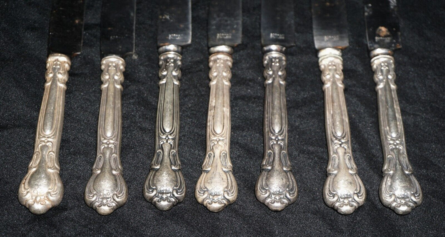 7Pc American Sterling Silver Dinner Knives 9 1/2"-Gorham Chantilly 1895 (ChB)
