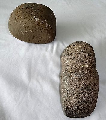 2x Hohokam New Mexico Stone Carved Full Grove Stone Axe and Rubbing Stone (Ver)