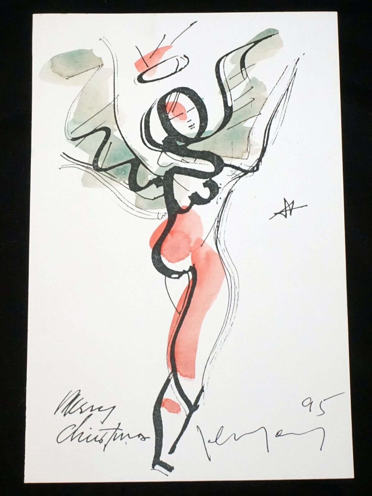 '95 Chinese Hawaii Painting "Xmas Angel" by John Chin Young (1909 - 1997)(SaJ)7