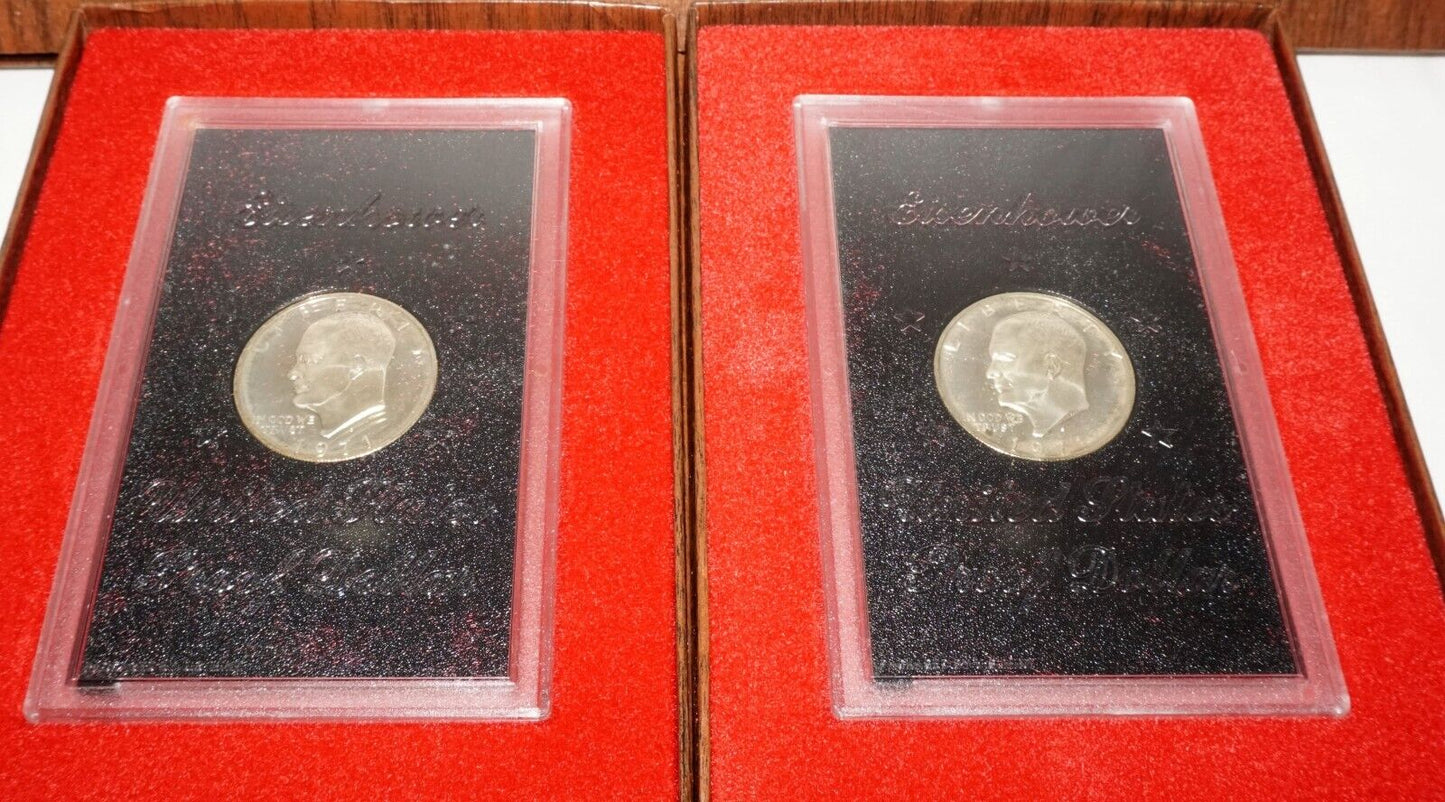 5Pc 1971 US Eisenhower Uncirculated Proof $1 Silver Coin in Case (KiL)