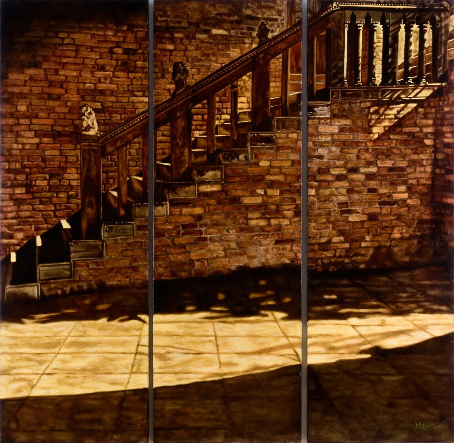 Hawaii Oil Painted Triptych Screen The Stones of Venice by Madeleine McKay (McM)