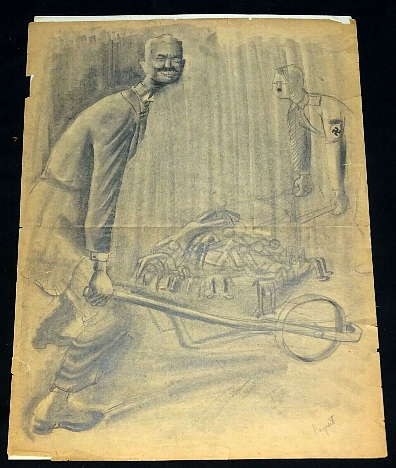 1940s Expressionist Pencil Drawings Fascist Caricatures by Boydan Baynert (CuM)