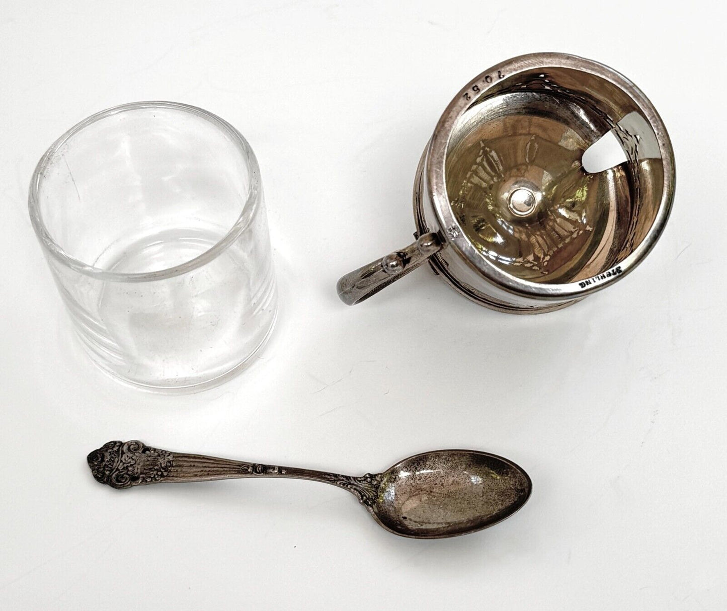 Antique Sterling Silver Mustard Pot w C.C.T. Monogram by Wilcox & Wagoner (WeP)