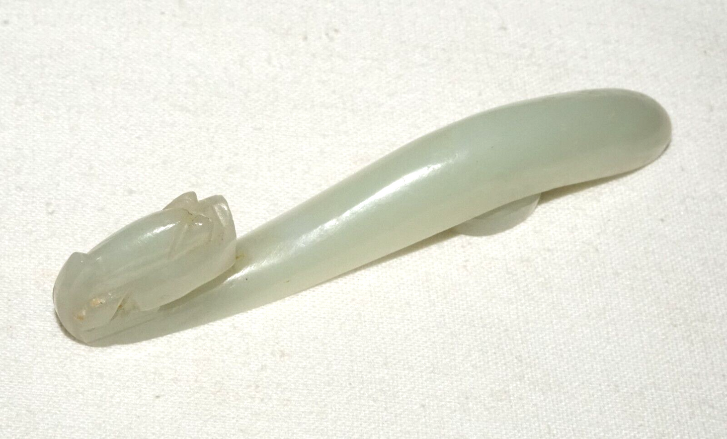 Antique Chinese Grey Green Nephrite Jade Dragon Belt Hook (UVi)#4