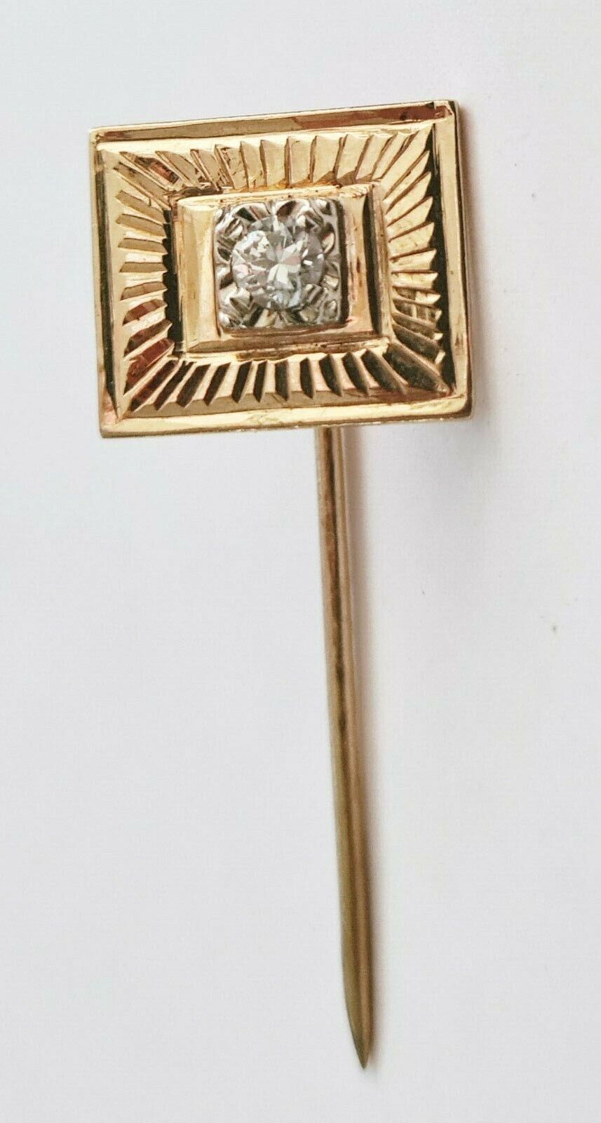 Antique 14k Yellow Gold Pin w. Diamond Accent 0.17ct. (PiC)