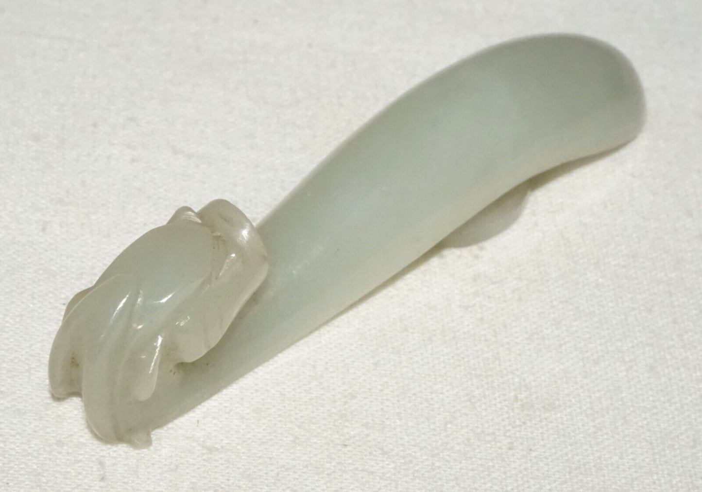 Antique Chinese Grey Green Nephrite Jade Dragon Belt Hook (UVi)#15