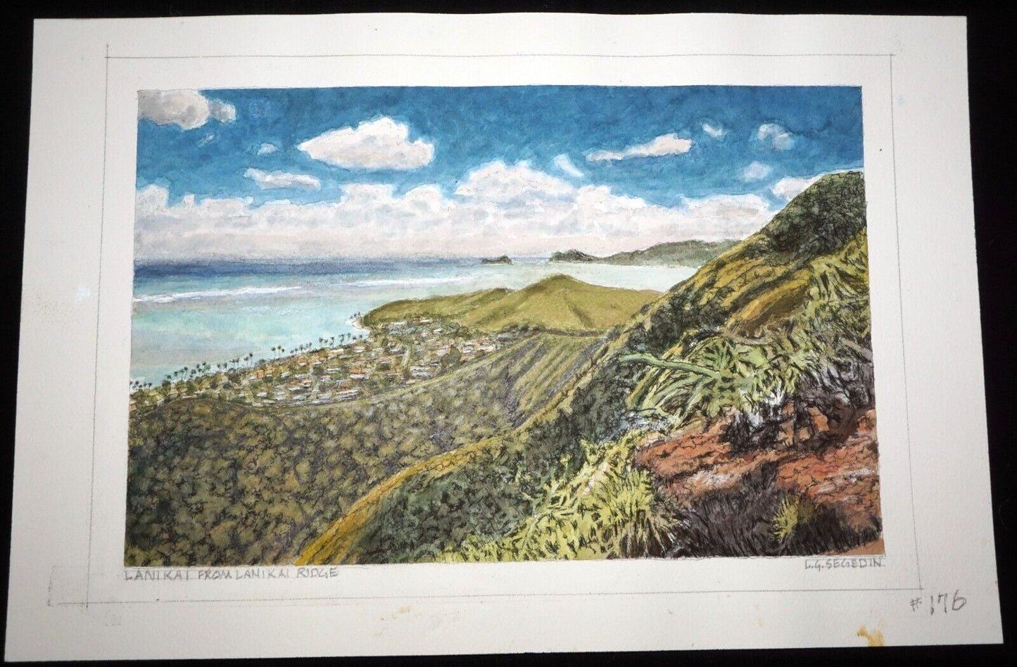 Hawaii Watercolor Painting "Lanikai from Lanikai Ridge" by Larry Segedin #176