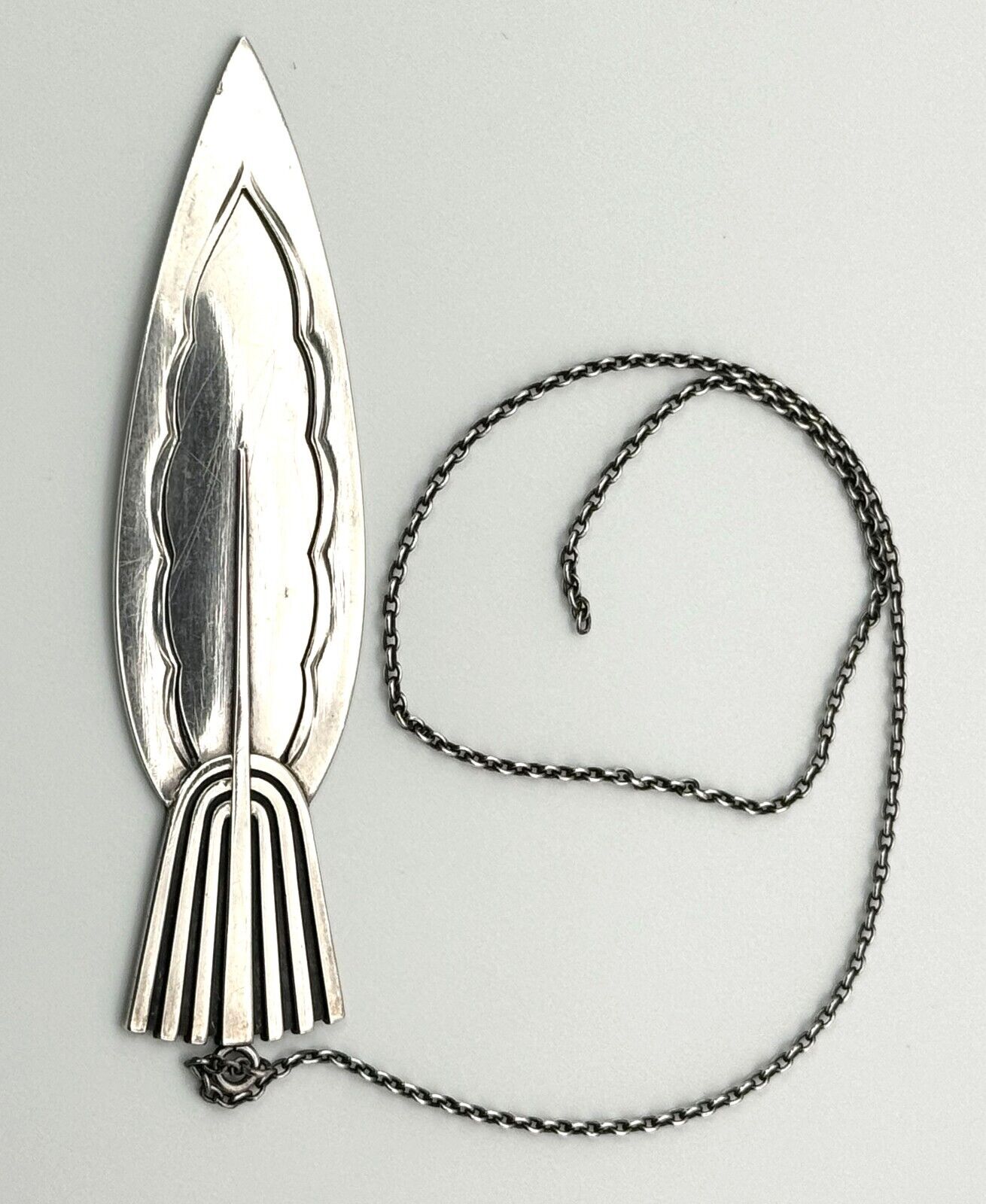 Antique 1915-32 Sterling 925 Georg Jensen Bookmark #152 w Bail & Chain (MiM)