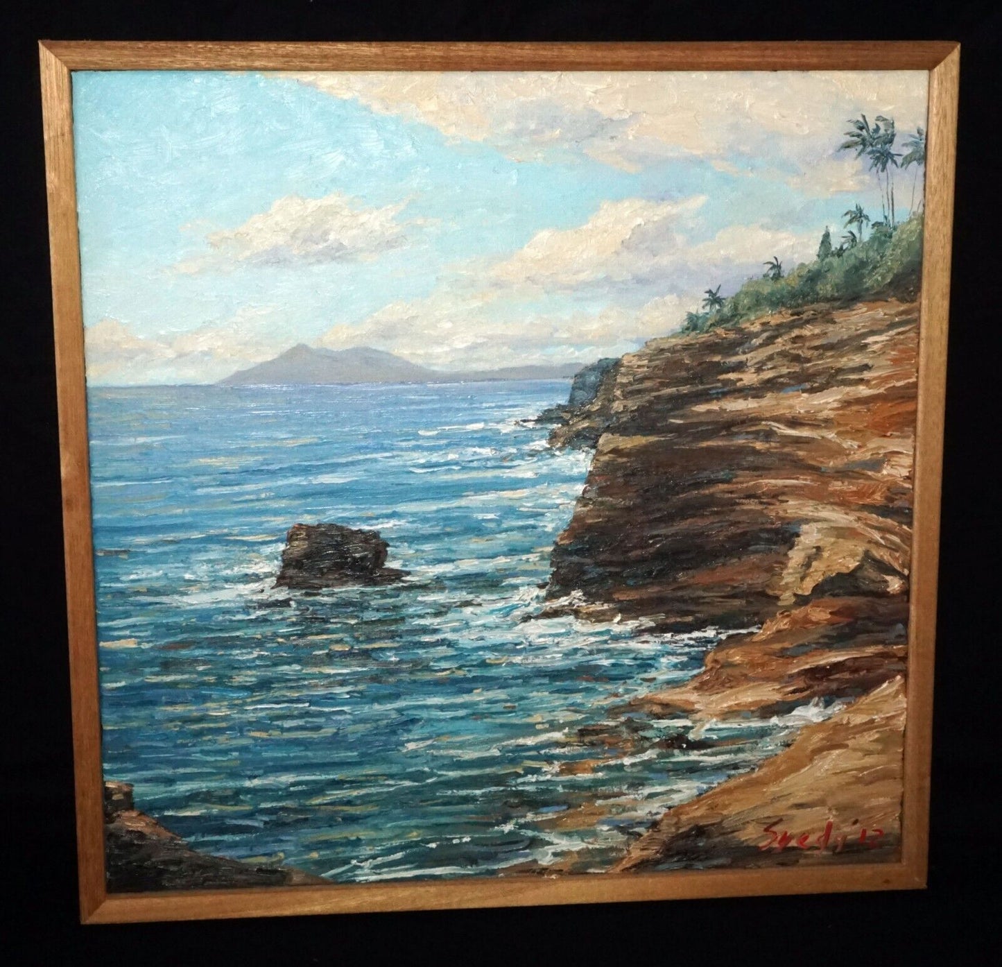2012 Hawaii Impasto Oil Painting "Portlock to Diamond Head" by Kelly Sueda (InS)