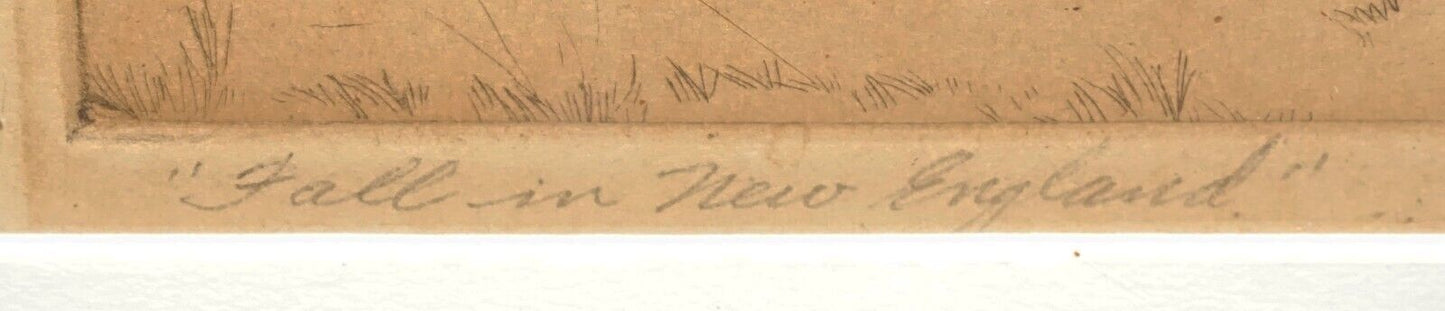 Antique US New England Framed Etching Fall in New England by E.W. Skelton (New)