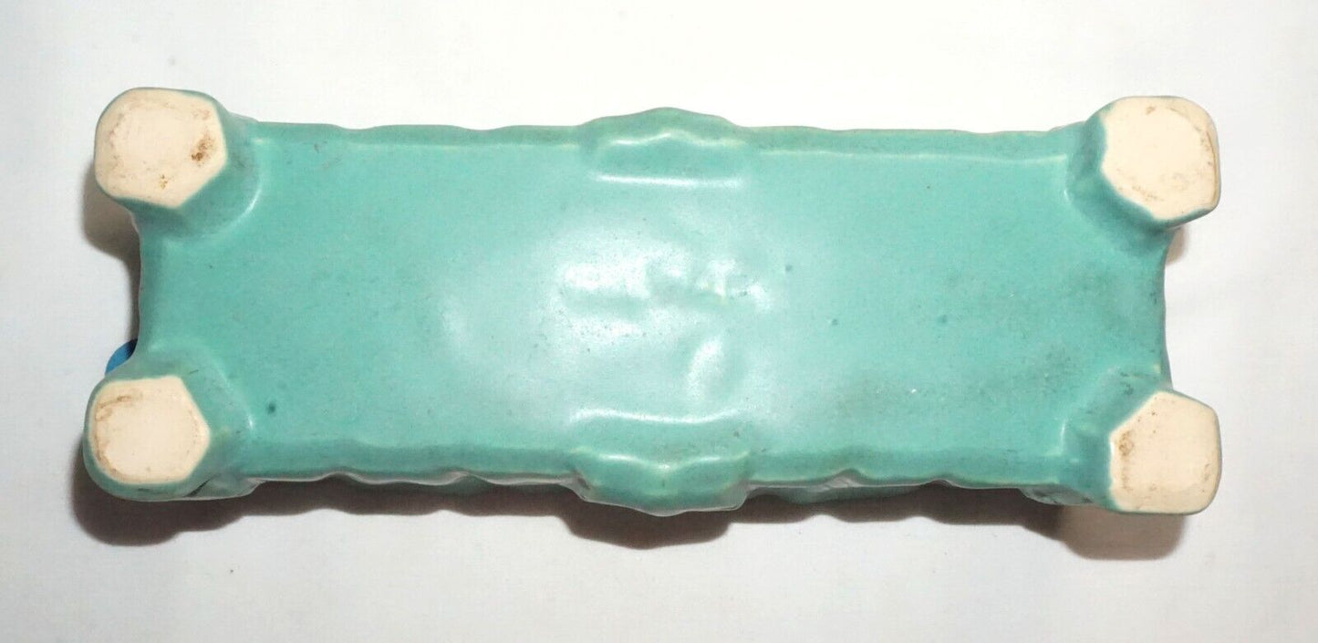 Rare Camark Art Deco Pottery Planter 8 5/8" Aqua Green w Acanthus Leaves (NeW)