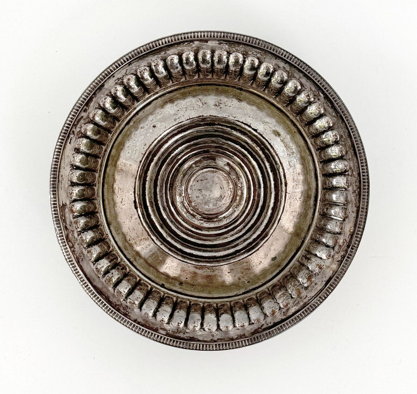 Vintage Silver Plate Ribbed Bottle Coaster w Felt Bottom (WeP)