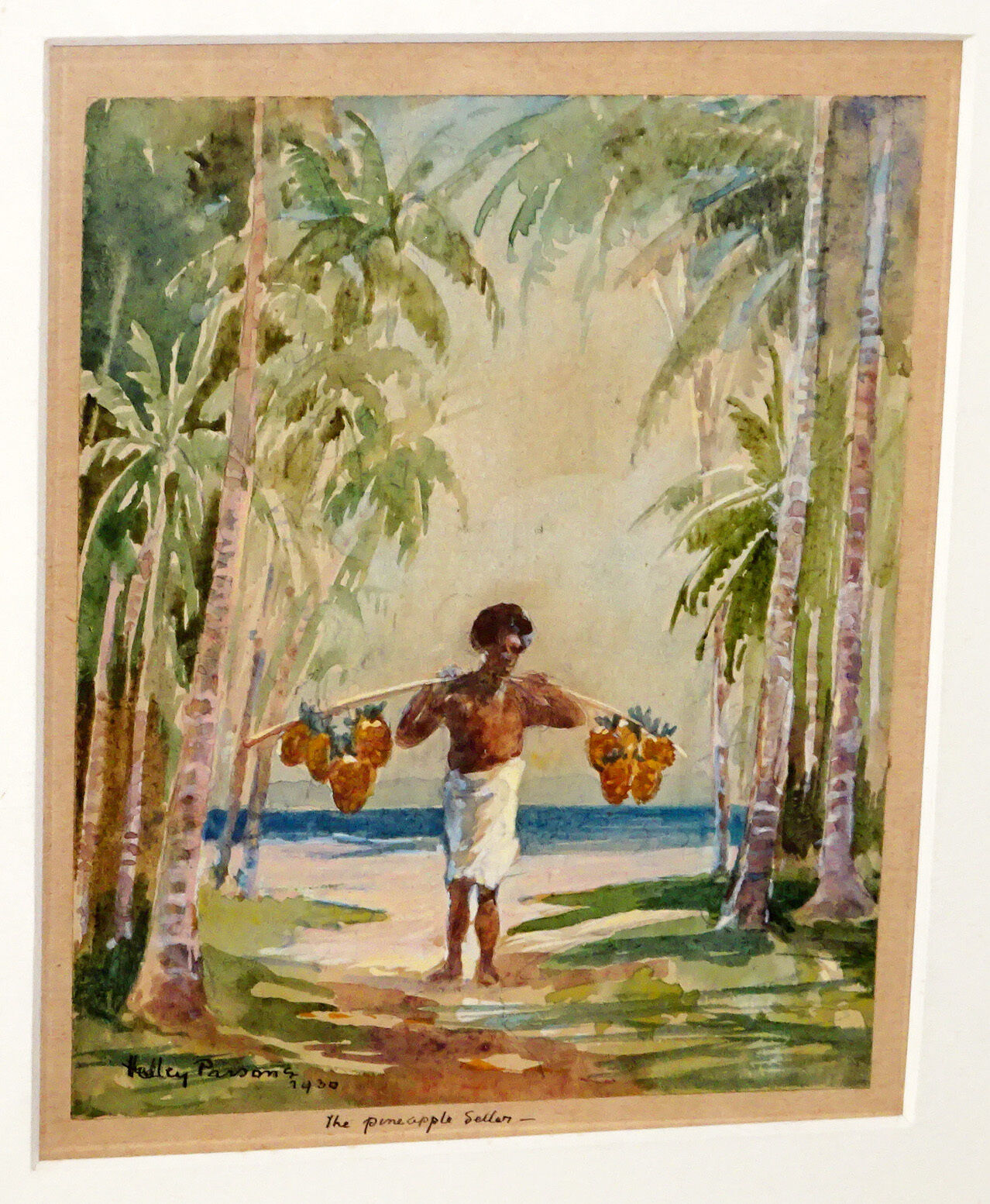1930 Australia WC Painting "Pinapple Seller" by Hedley Parsons (1870-1960) (New)