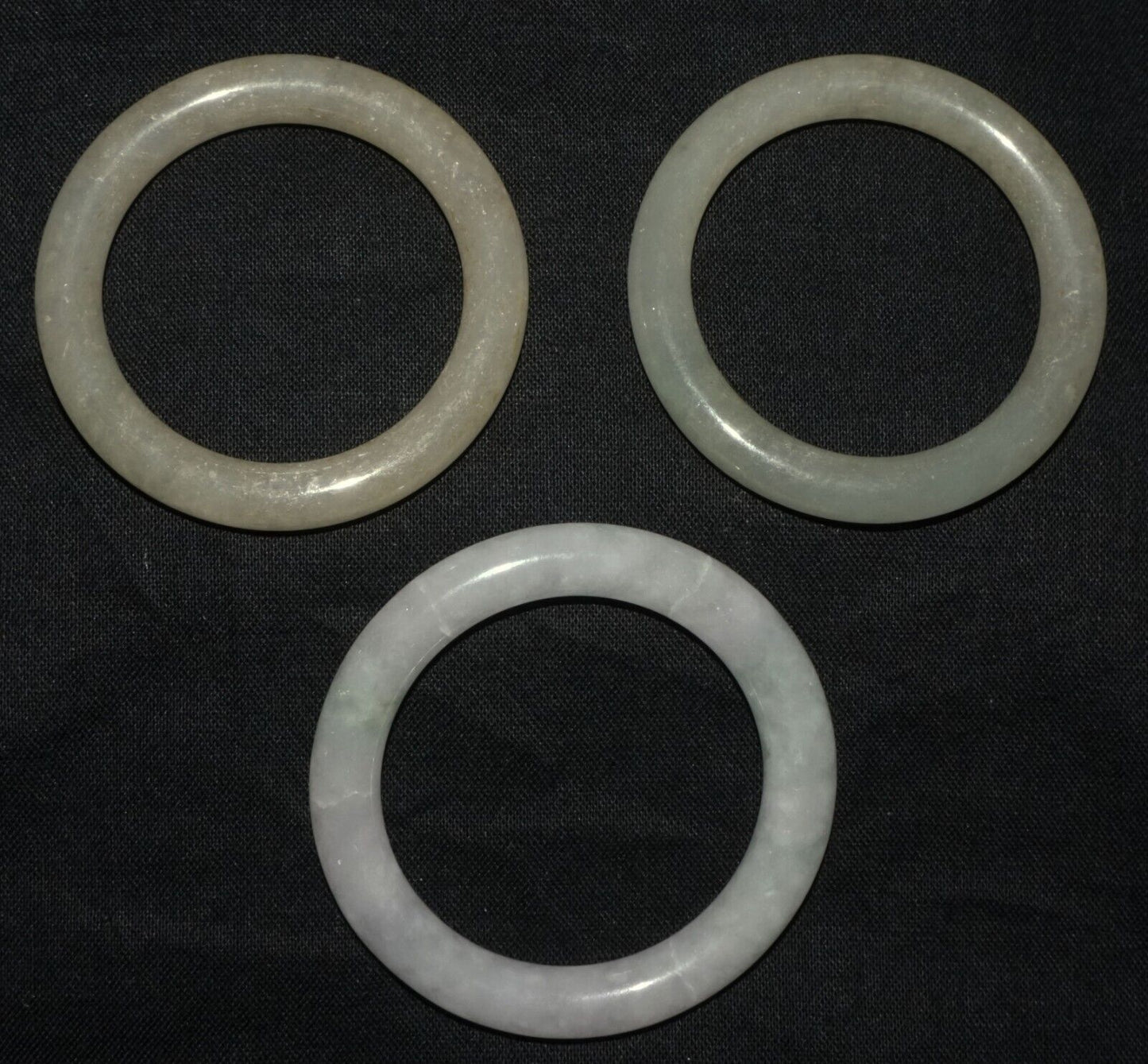 3Pc Chinese White & Green Jadeite Jade Rings Baby Bangle Bracelets (LeS) B38