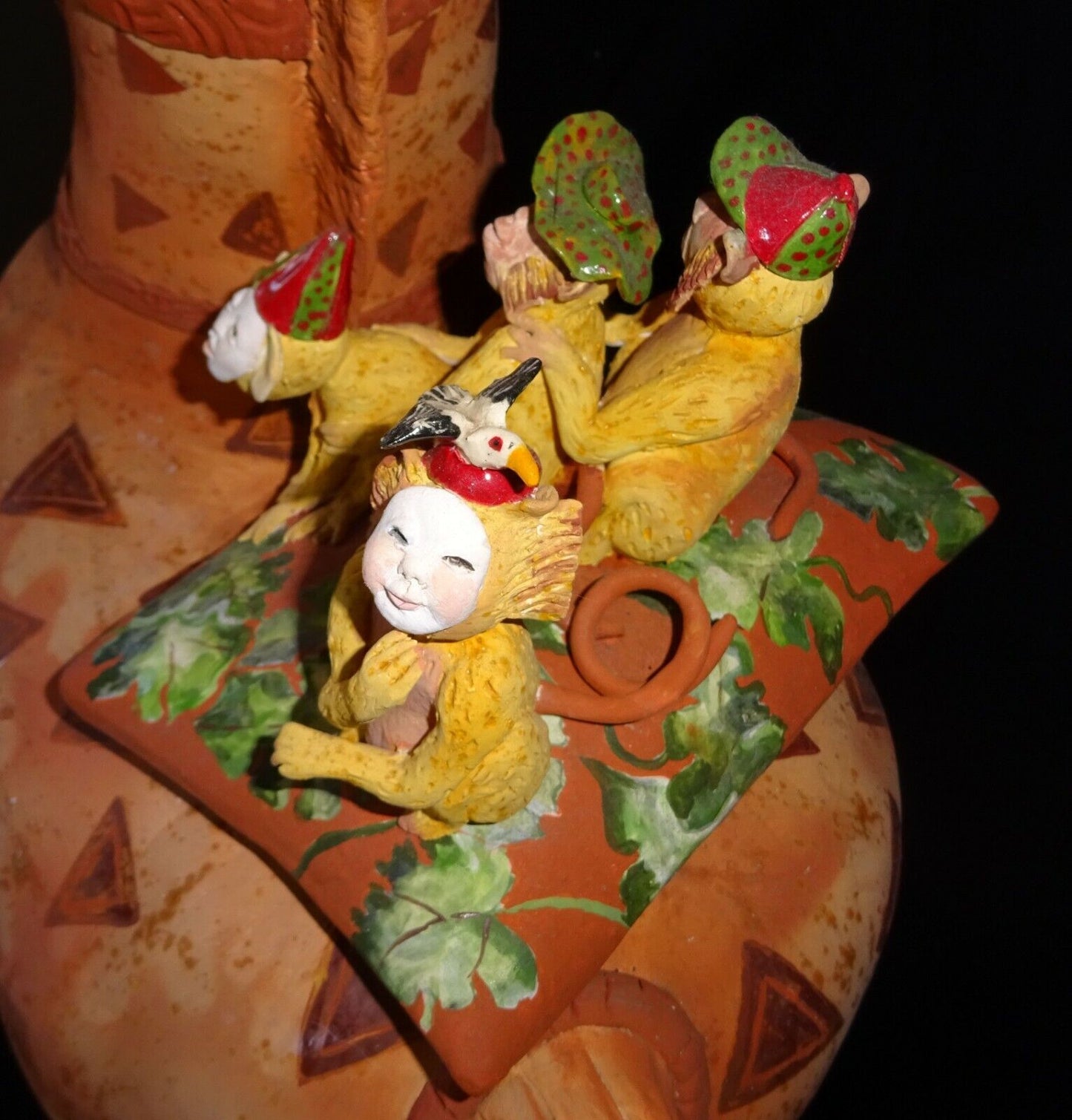 Hawaii Pottery Sculpture Horse Around Monkey Business by Vicky Chock (Z)