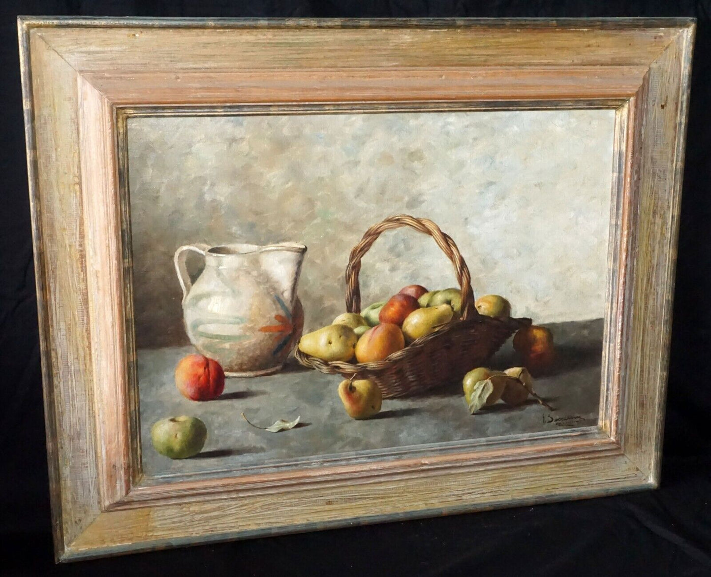 Vintage Italy Oil Painting Still Life w Fruit by Giordano Becciani (b.1916)(AHB)