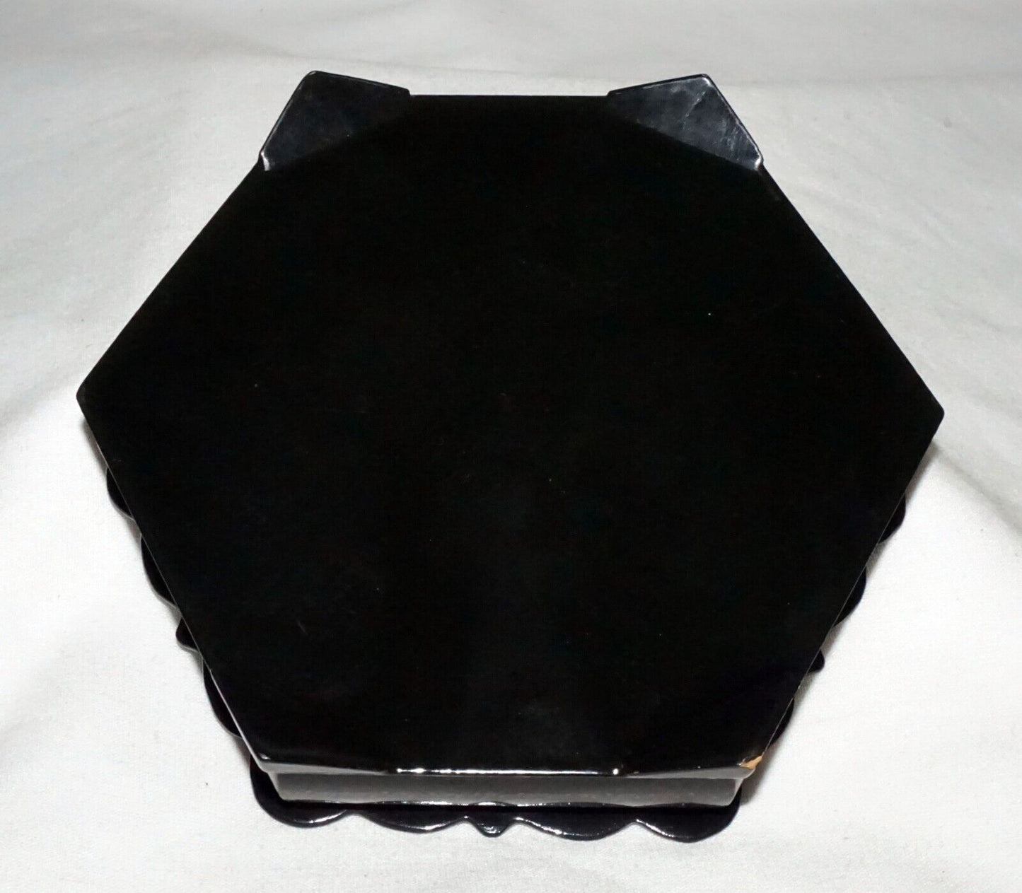 Vintage Russian Octagonal Hinged Top Lacquer Box Birds & Landscape signed (AHB)