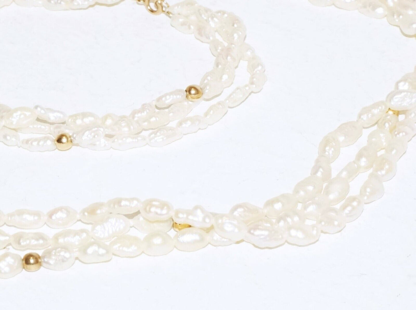 2Pc 14k Yellow Gold & Baroque Freshwater Pearl Necklace & Bracelet (KaT)#27