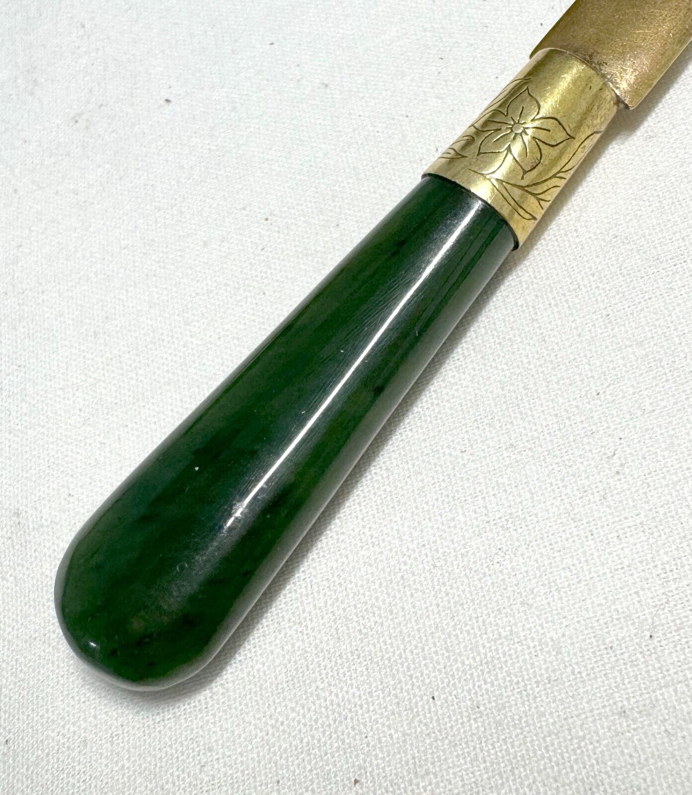 Rare Gump's Brass Letter Opener w Nephrite Jade Handles (MiM)