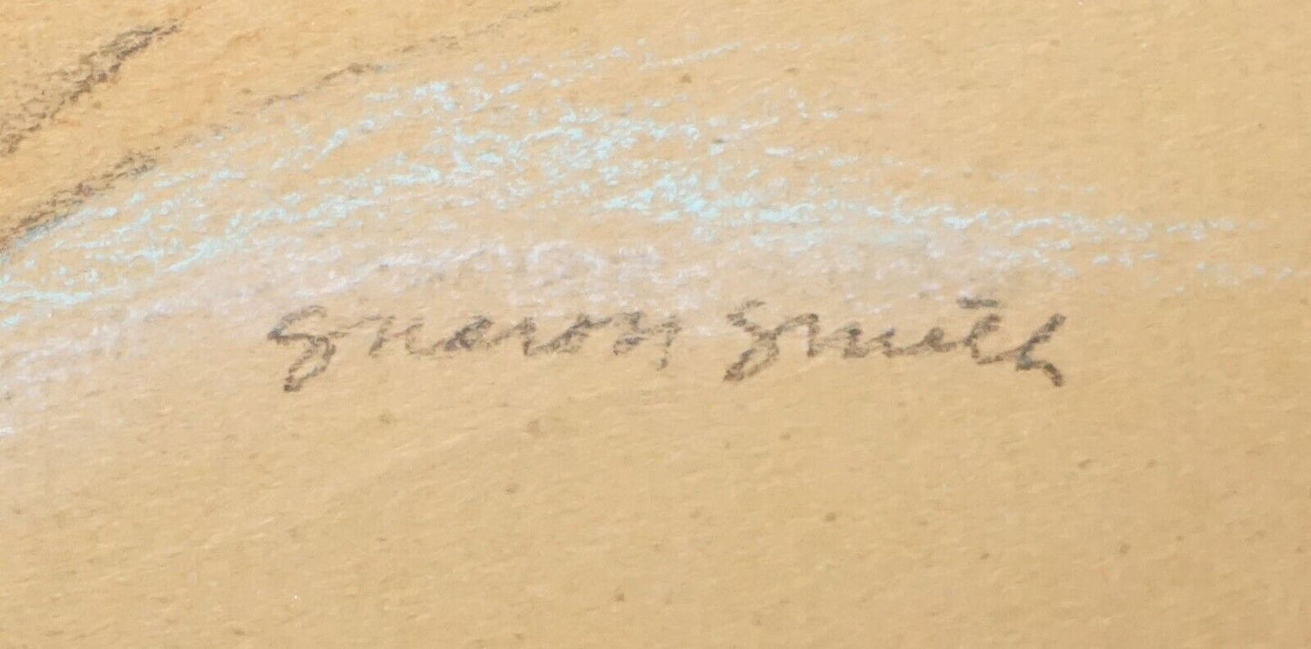 Hawaii Framed Pastel Painting "Hawaiian Surfer & Portrait" by Shanon Smith (New)