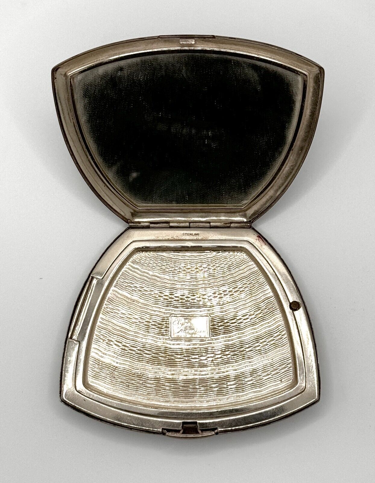 Art Deco Elgin Sterling Silver Ladies Foundation Compact Case w Monogram (WeP)