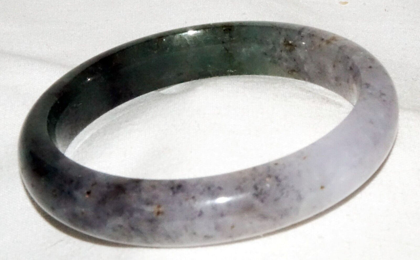 Vintage Chinese Grey Lavender & Green Jadeite Jade Bangle Bracelet (LeS)L25