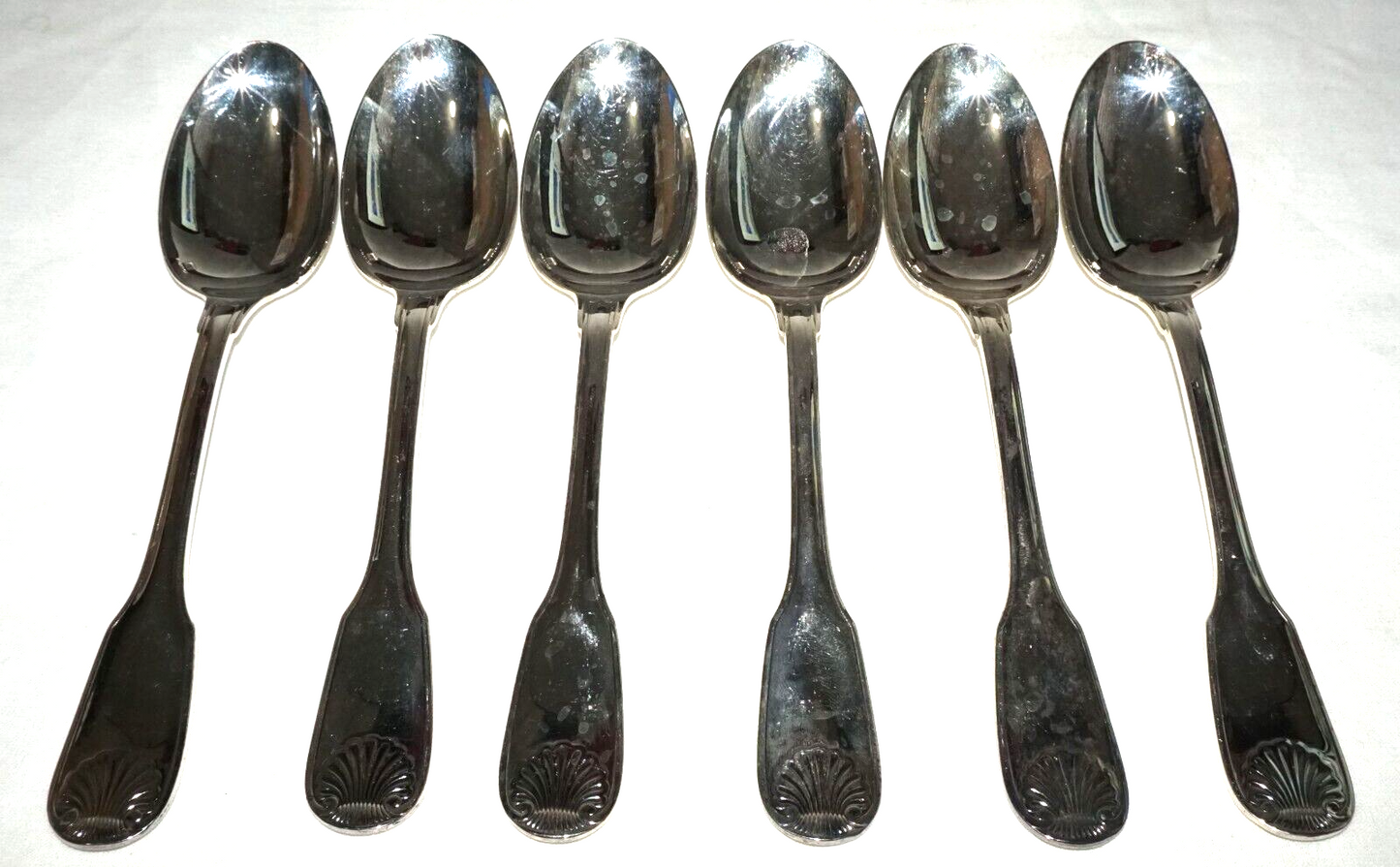 6Pc France Silver Plated Large Spoon Lot Shell Vendome Pat Christofle (NiC) L7