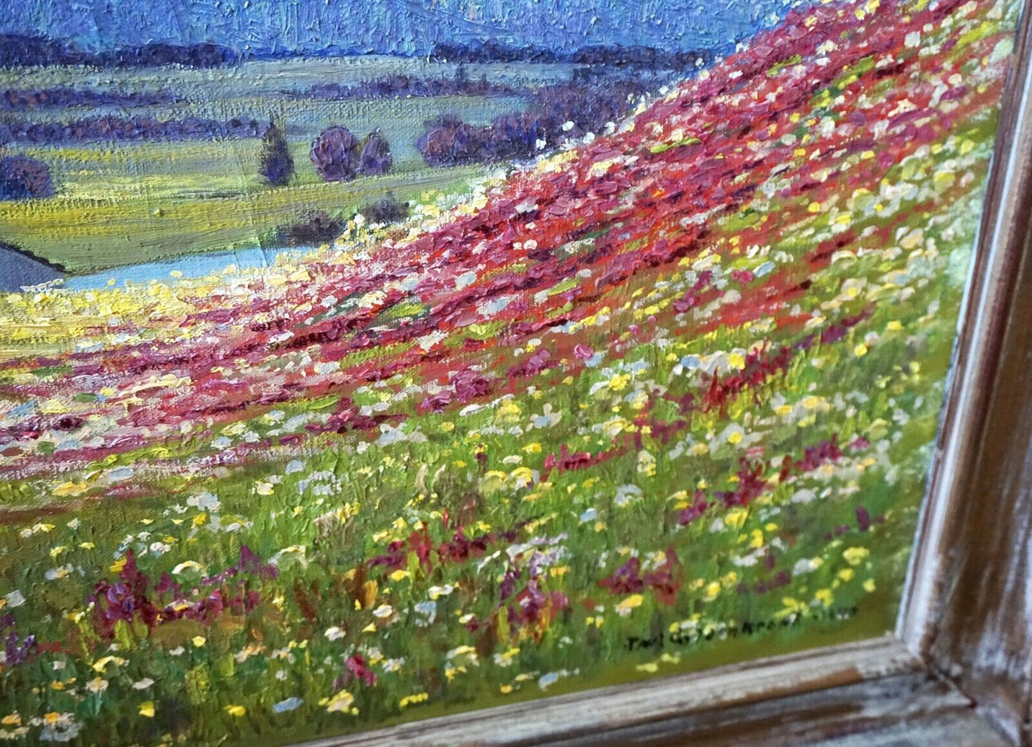 1949 Denmark Norway Oil Painting Mountains & Flowers by Paul Gyldenkrone (ChH)