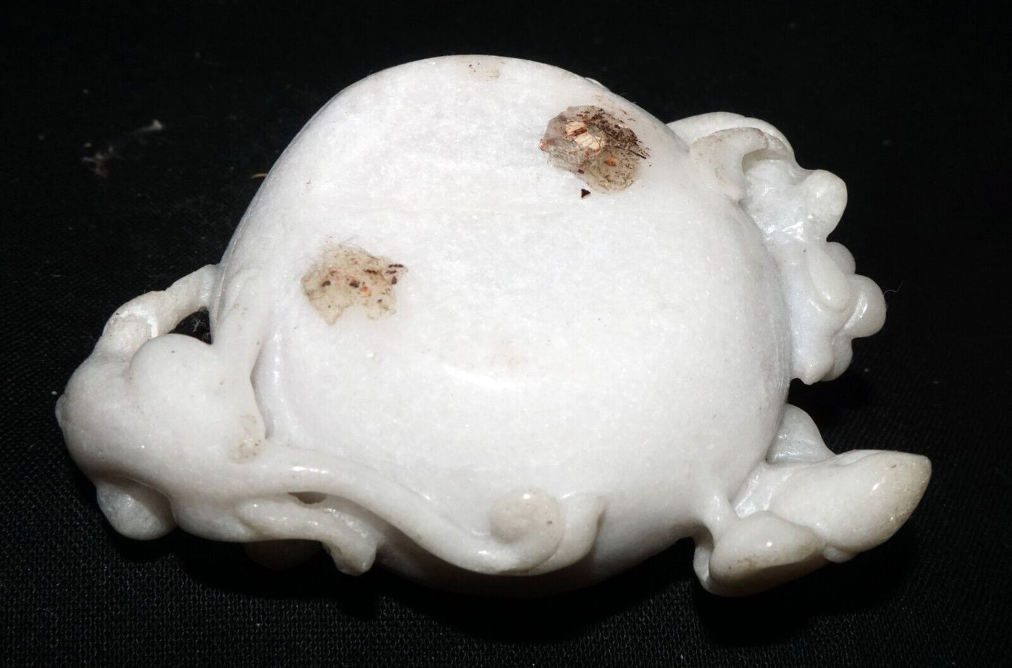 Vintage Chinese White & Apple Green Jade Mini Brush Washer Dragon Bird (LeS) G11