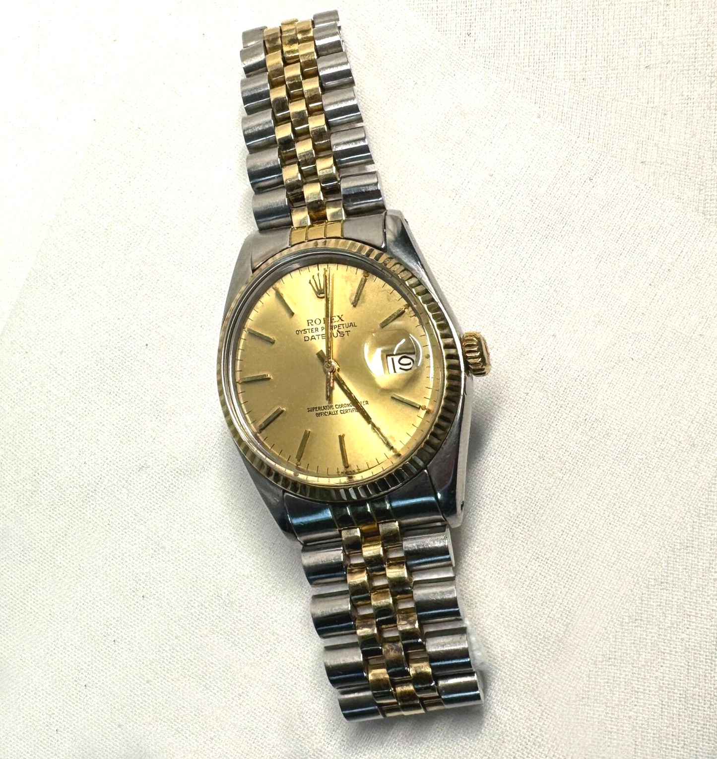 Vintage Rolex Datejust Mens 18k Yellow Gold/Steel Champagne Dial 36mm (ThC)