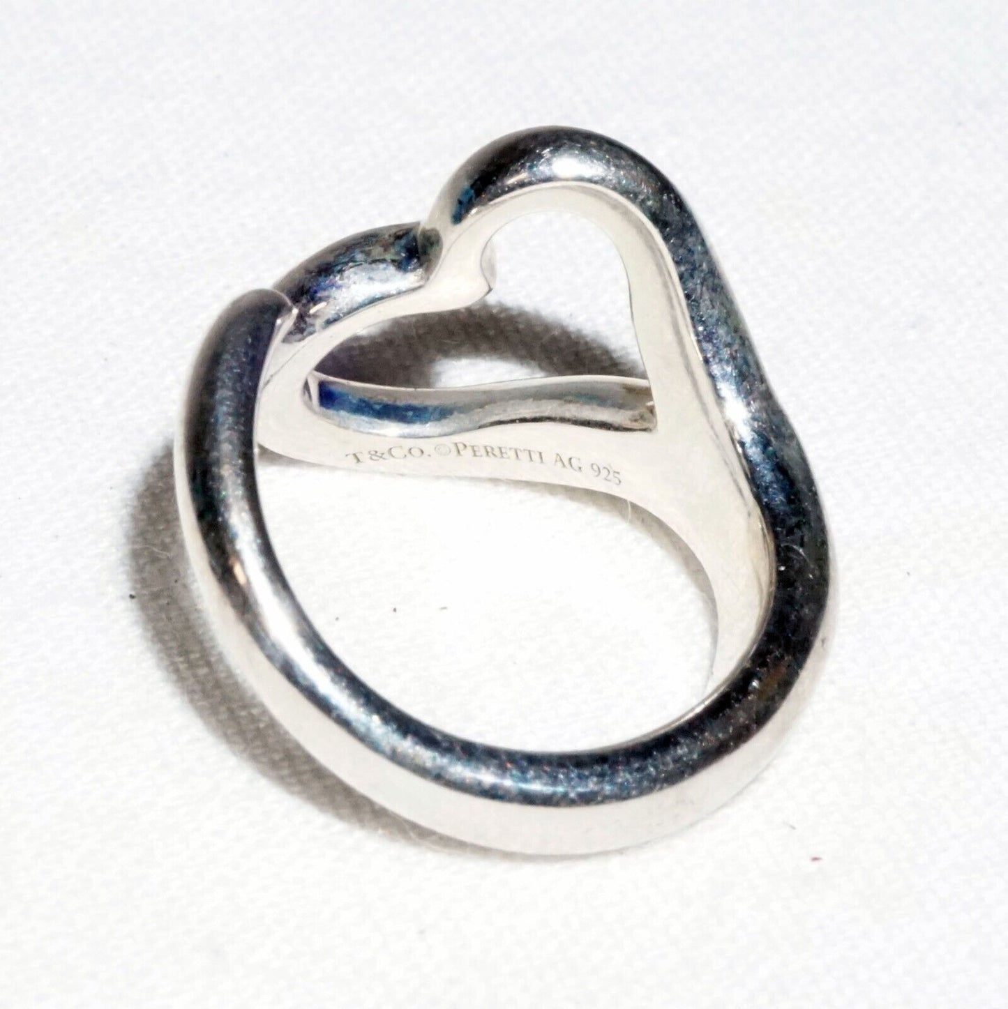 Vtg French Sterling Silver Open Heart Ring Sz.4 Elsa Peretti Tiffany & Co. (InS)