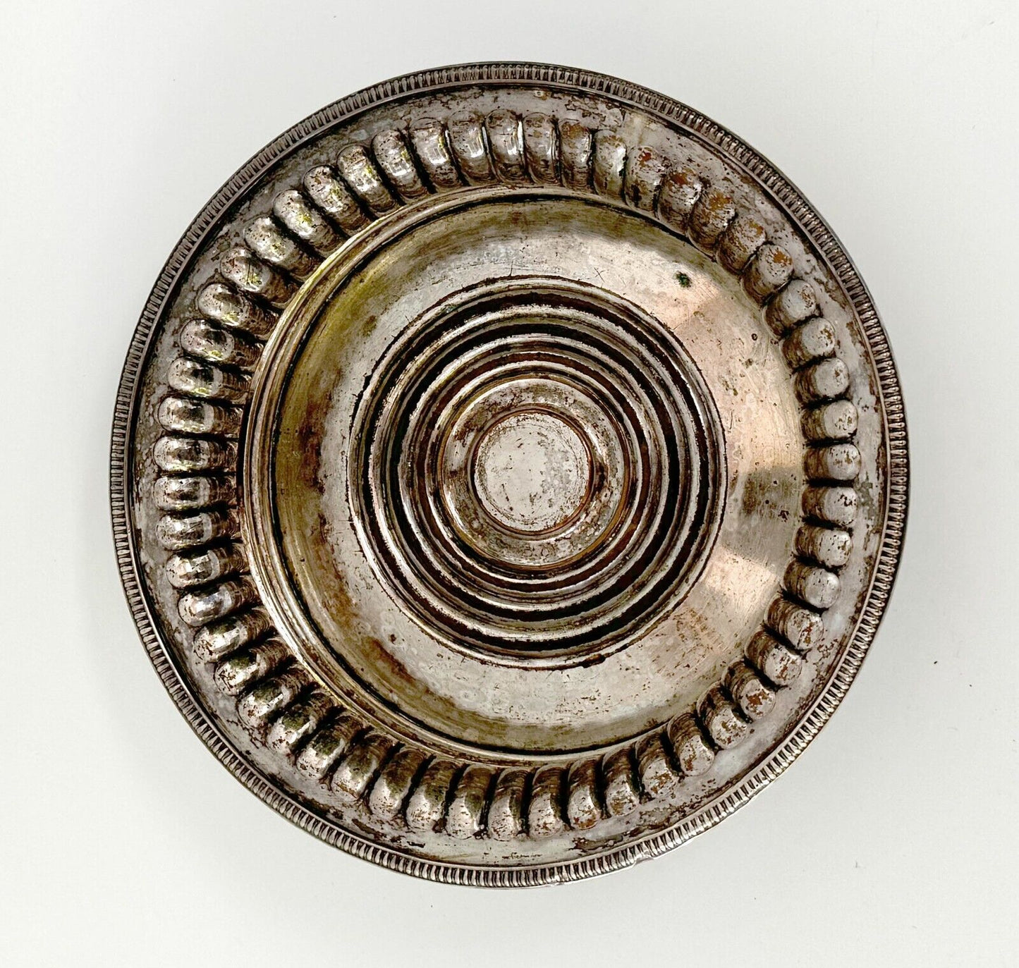 Vintage Silver Plate Ribbed Bottle Coaster w Felt Bottom (WeP)