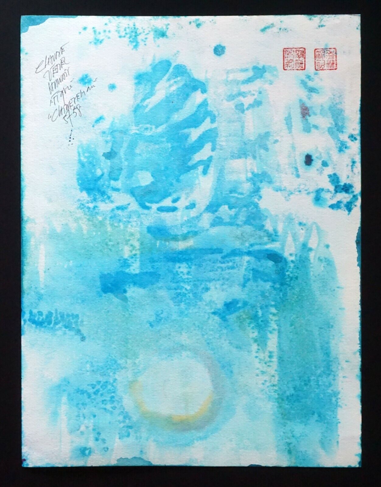 France Hawaii Outsider Art WC Painting Dark Figure & Dance Claude Vedel (EtJ)#14
