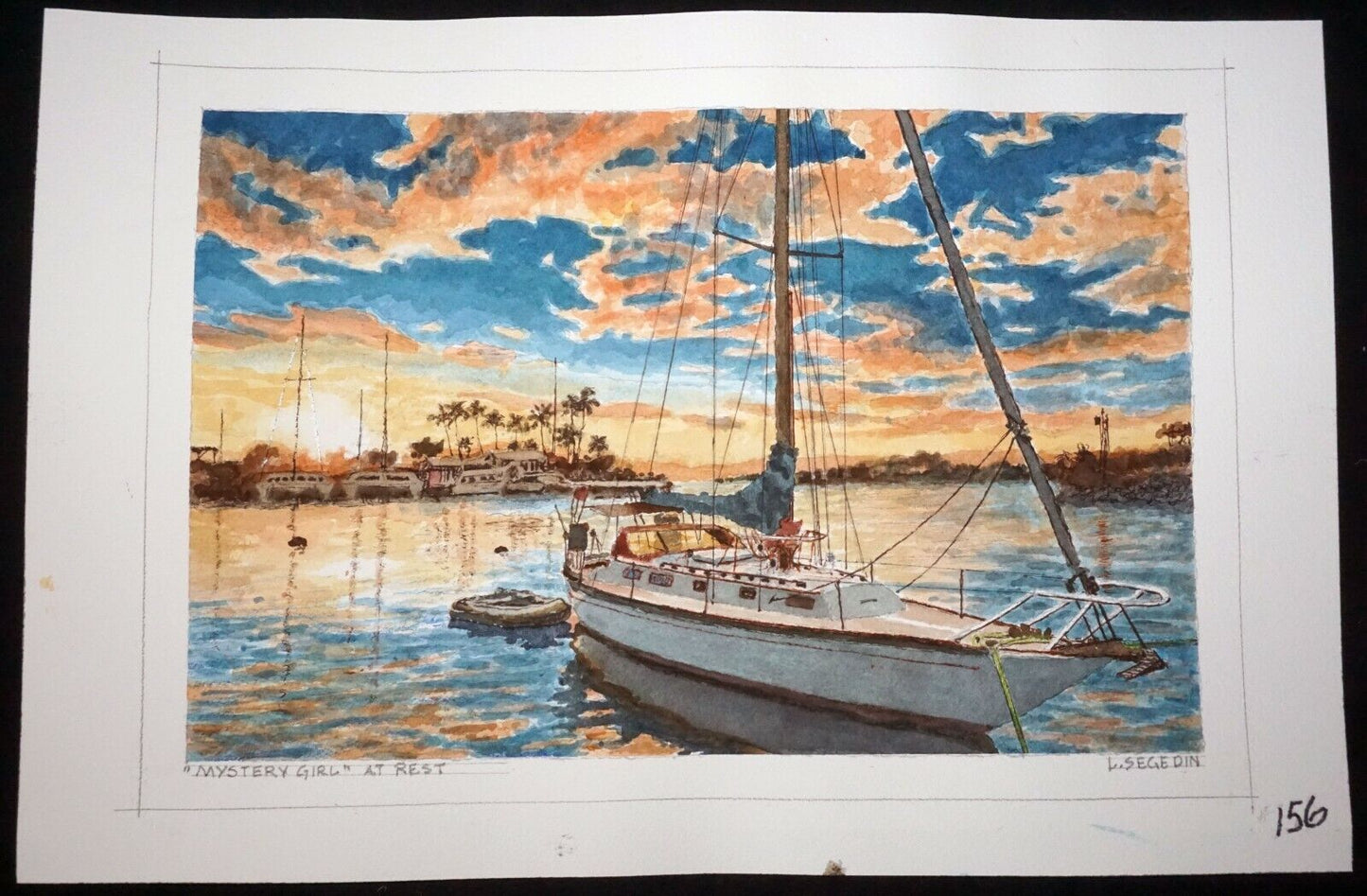 Hawaii Watercolor Painting "Sail Boat at Rest" by Larry Segedin #156