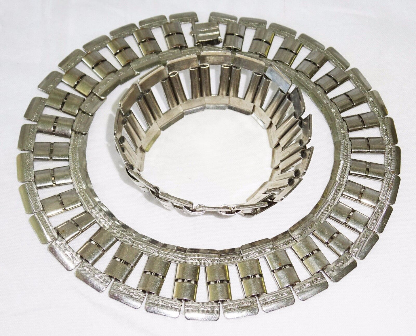 1920s US New York Art Deco Silver-plated Necklace and Bracelet by Coro (Kow)