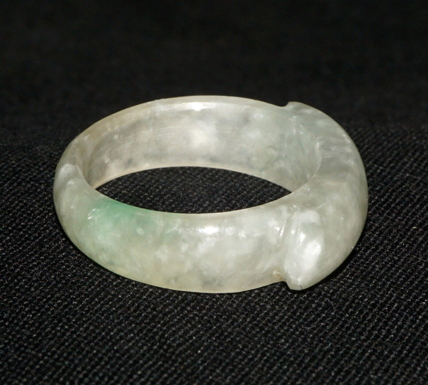 Vintage Chinese Semi Translucent Grey Green Jadeite Jade Saddle Ring Sz.8 (OdC)