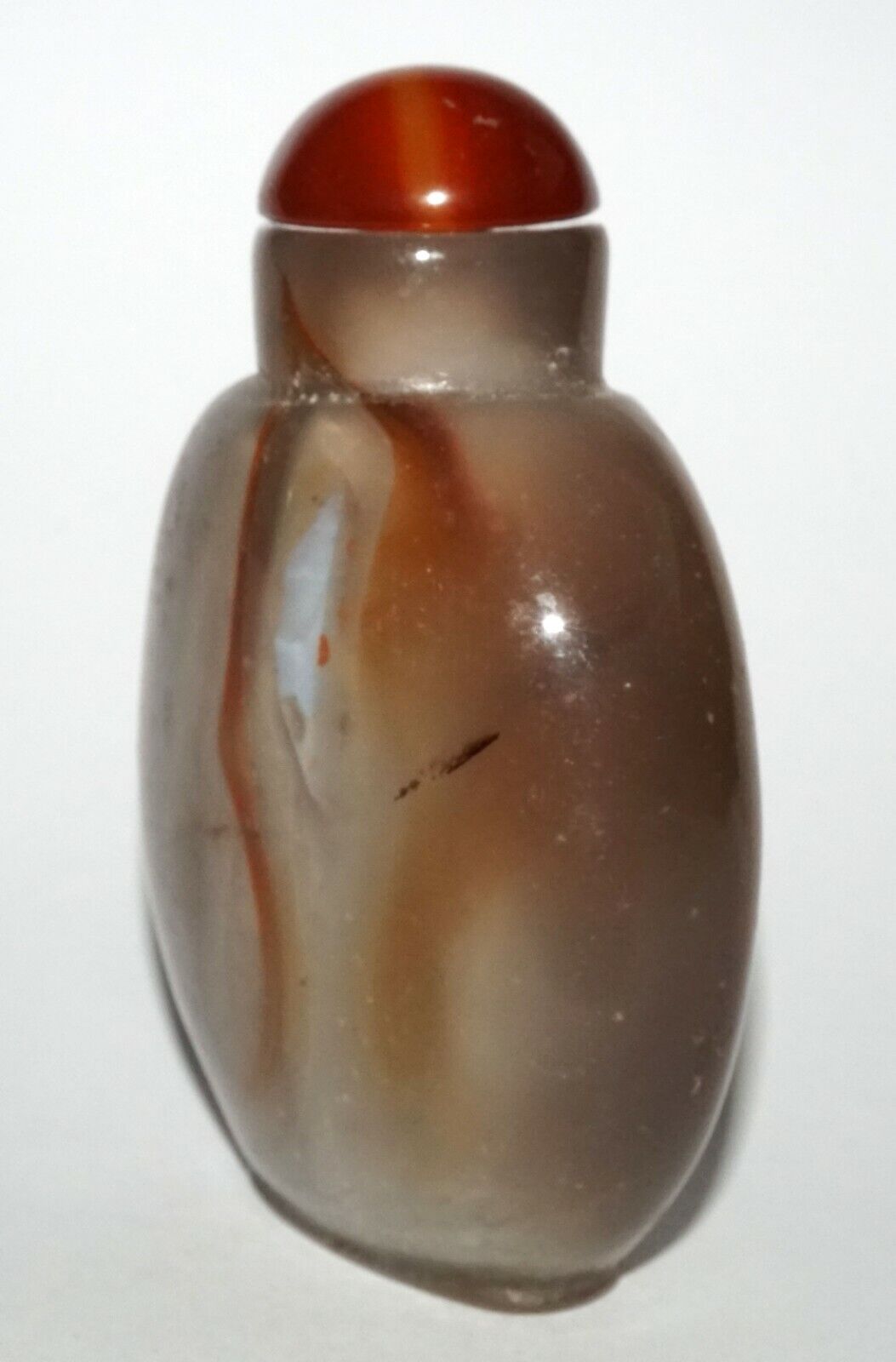 Vintage Chinese Polyhedroid Agate Snuff Bottle w. Red Agate Stopper (LeS) G4