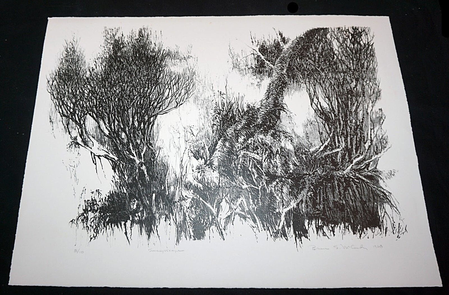 1968 California Lithography Print 8/10 "Swamp-scape" by Bruce McCurdy (Mod)