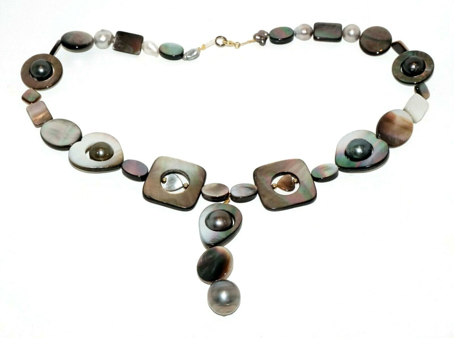 Vintage Tahitian South Sea Pearl & Mother of Pearl Bead Necklace (LeP)#2