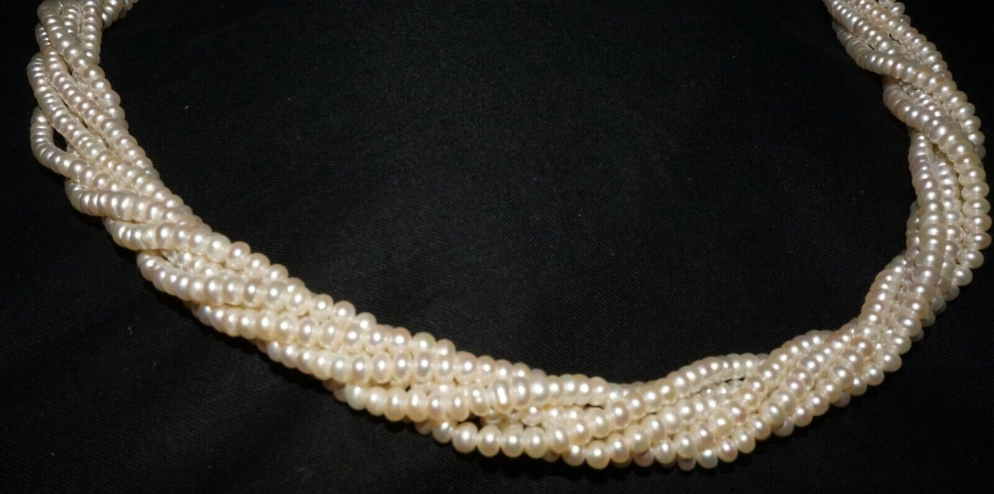 Vintage Matinee Length Freshwater Pearl Six Strand Necklace w. 14k Clasp (ShI)