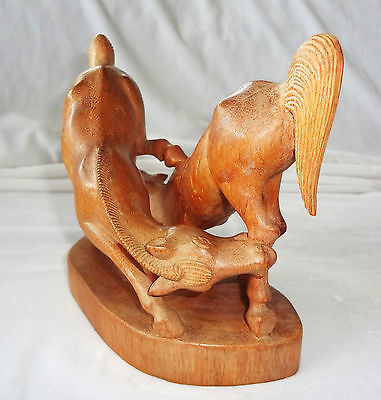 1950s BALINESE WOODEN CARVED HORSE SCULPTURE by WJ AJUN, PELIATAN GINYAR BALI