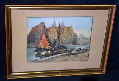 1920s German Aquatint Etching "Old Salt Depots, Lübeck" by Willy Scholz (Rud)