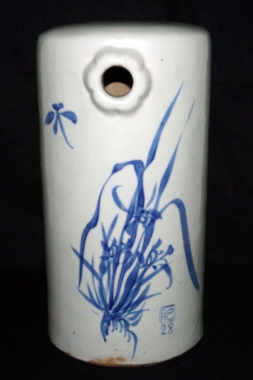 Vintage Chinese Blue & White Glazed Pottery Rice Wine Casket or Ewer (OdC) IC