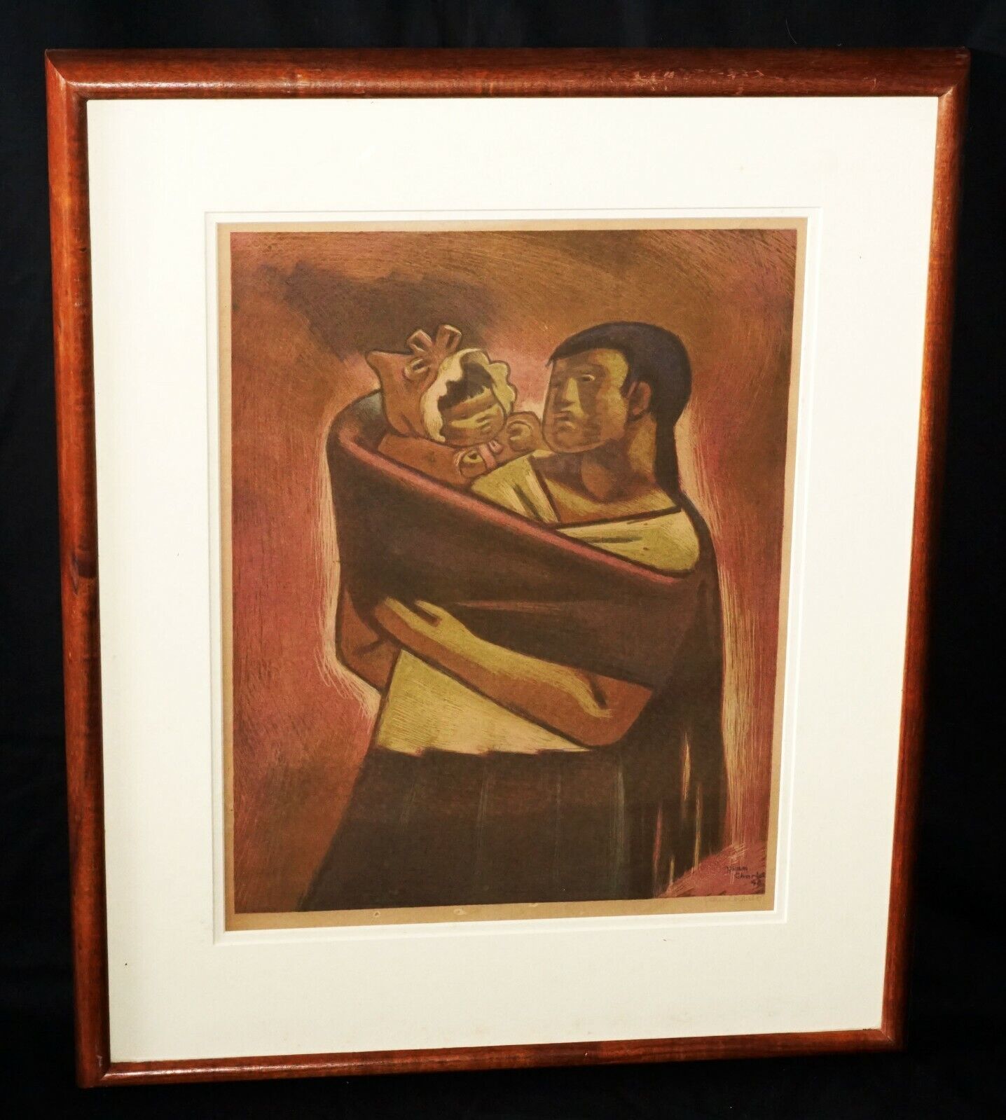 1948 Mexico Koa Print "Mother Carrying Baby" by Jean Charlot (1898-1979) (Taf)